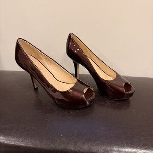 Metallic open toed heels